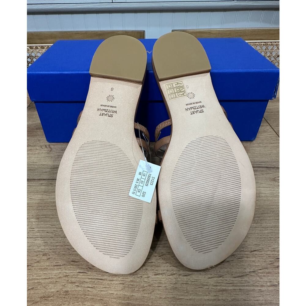 Stuart Weitzman Leonita Slide Sandal Tan Smooth Calf Leather Size 6 NIB Timeless - Picture 11 of 15